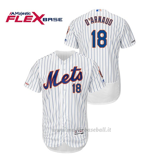 Maglia Baseball Uomo New York Mets Travis D'arnaud 150th Aniversario Patch Autentico Flex Base Bianco